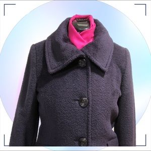 Ellen Tracy (10) dark purple wool & alpaca button-up coat 💜 4 pockets — NICE!!!